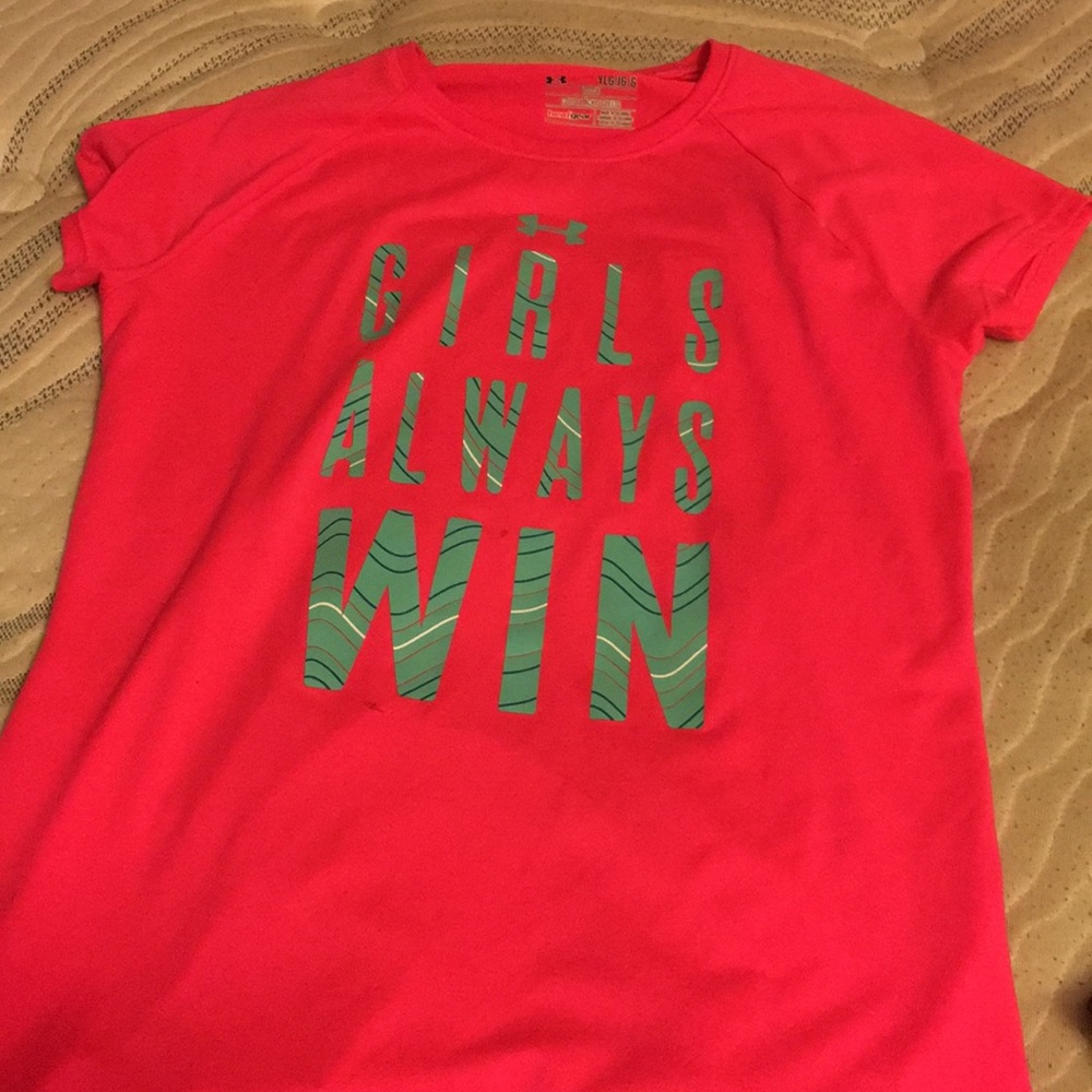 YL “girls always win” Adidas shirt
